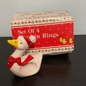 Festive Holiday Duck Napkin Rings Set